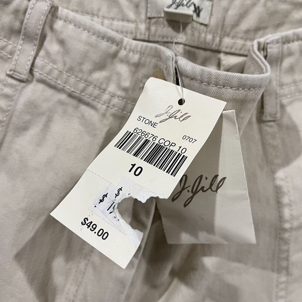 J. Jill Cargo Chino Pants Women 10 Wide Leg Beige Stone Ankle 100% Cotton - Picture 3 of 12